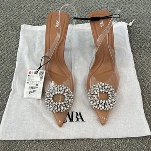 BNWT Zara Rhinestone sling back